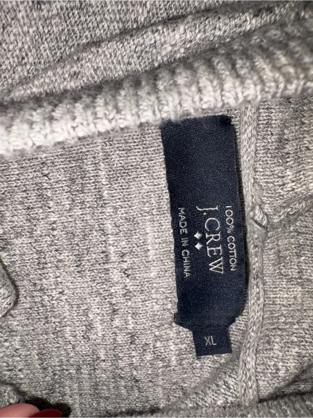 J.Crew Slub Rugged Cotton Hooded HenleySweater Hoodie Gray Men's XL